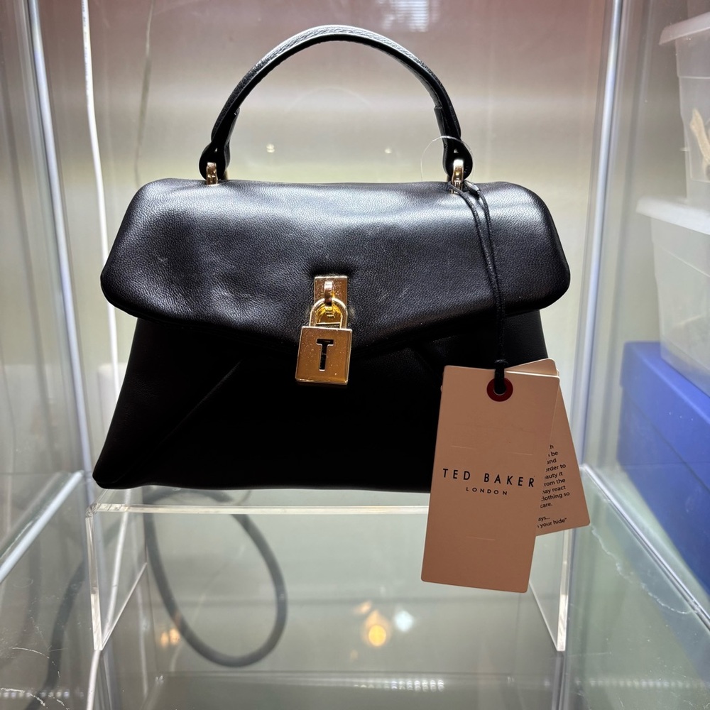 Ted Baker Black Satchel with Gold Accents